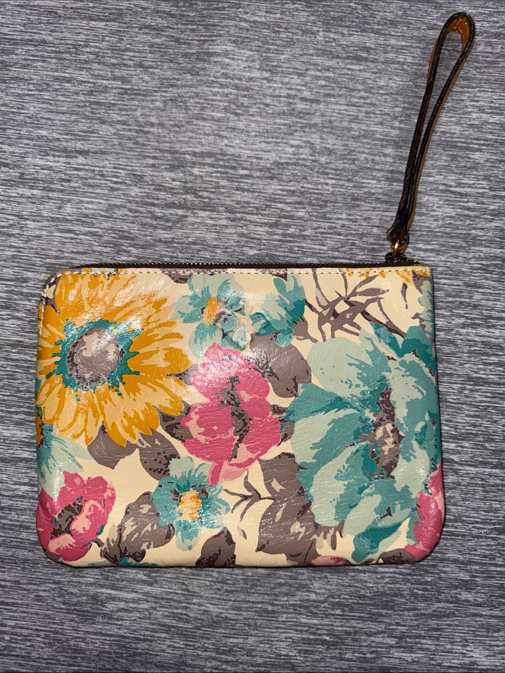 Patricia Nash Floral Zip Wristlet in Cream with Yellow, Teal & Pink - Picture 2 of 5